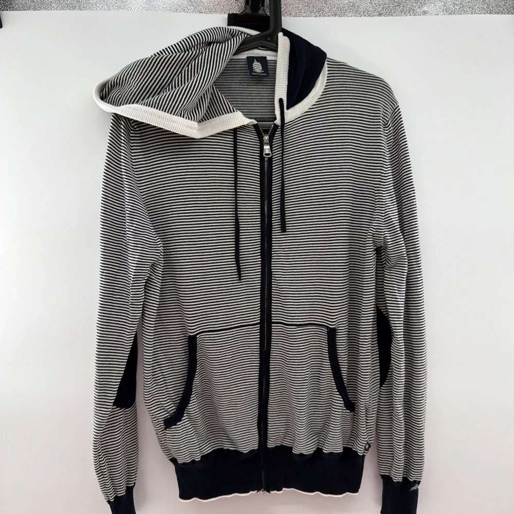 Marina Yaughting Maglia Tricot Cardigan Zip-up Hoody Striped Ladies Nautical